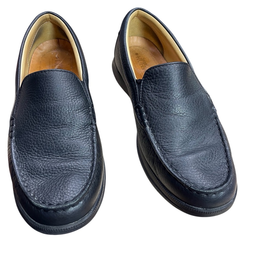Samuel Hubbard Black pebbles leather travler slip on shoes 9.5